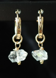 Herkimer diamant aan 925 zilveren of 14k gold filled gouden creolen