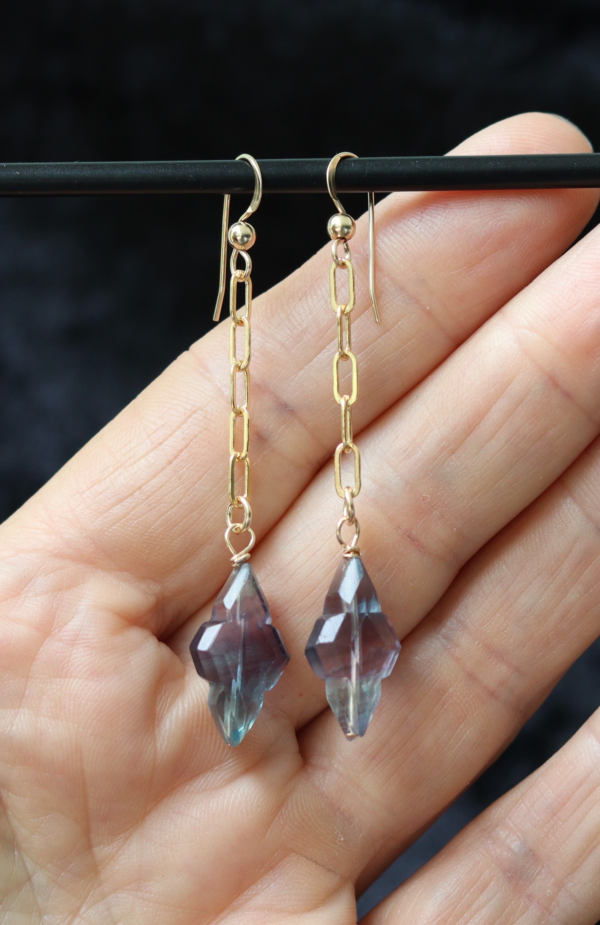 Fluoriet 14k gold filled gouden oorbellen