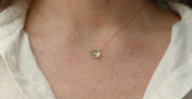 Prasioliet of groene amethist gold filled of 925 zilveren ketting