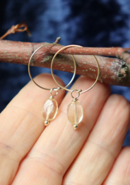 Citrien gouden 14k gold filled of 925 zilveren creool oorbellen,
