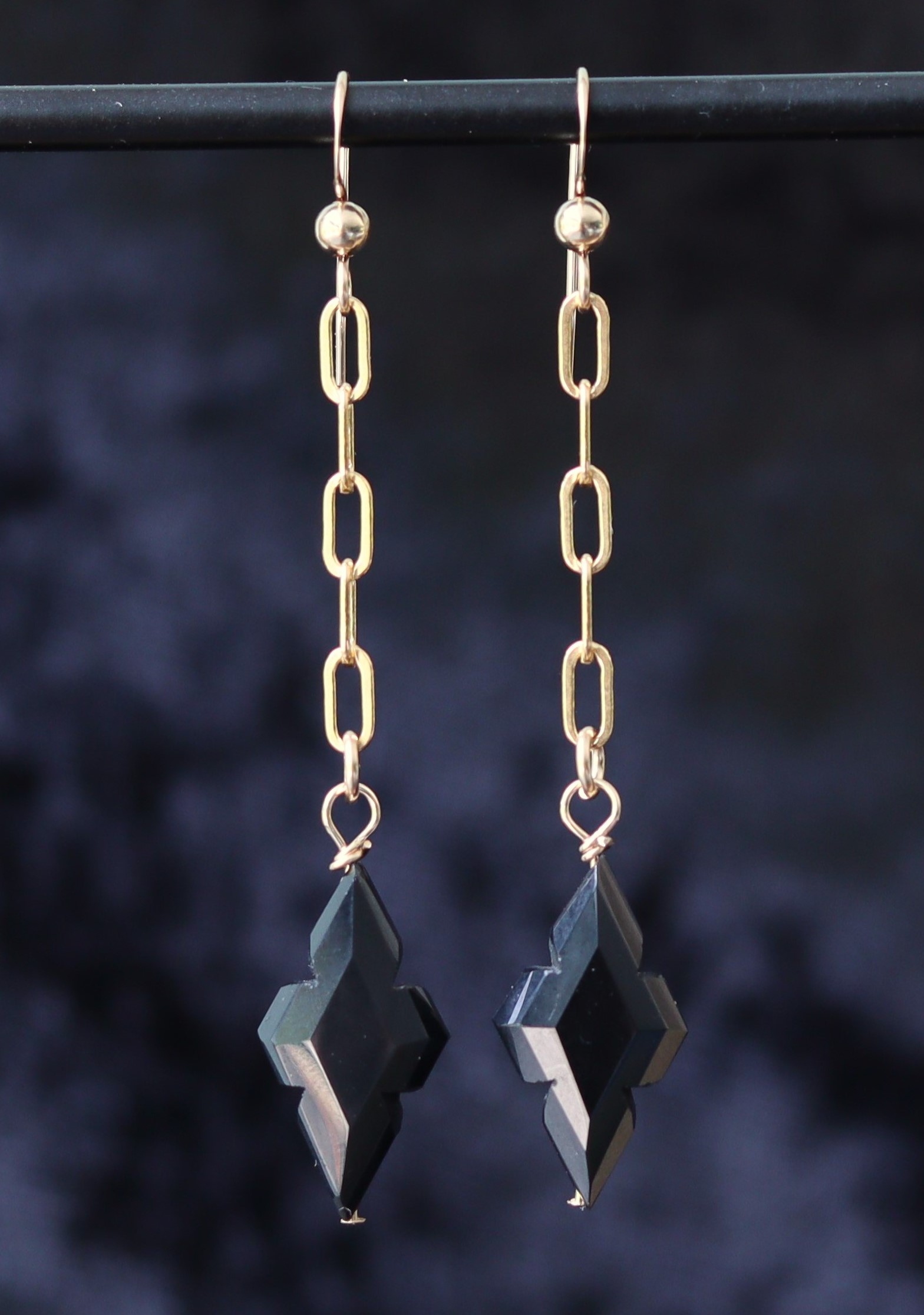 Onyx 14k gold filled gouden oorbellen