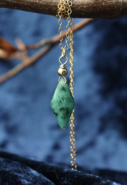 Diamantvorm smaragd 14k gold filled gouden of 925 zilveren ketting