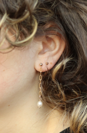 Natuurlijke zoetwaterparel 14k gold filled gouden oorbellen