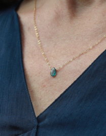 Kyaniet gold filled en 925 zilver ketting
