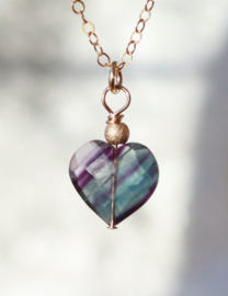 Fluoriet hart 14k gold filled gouden ketting