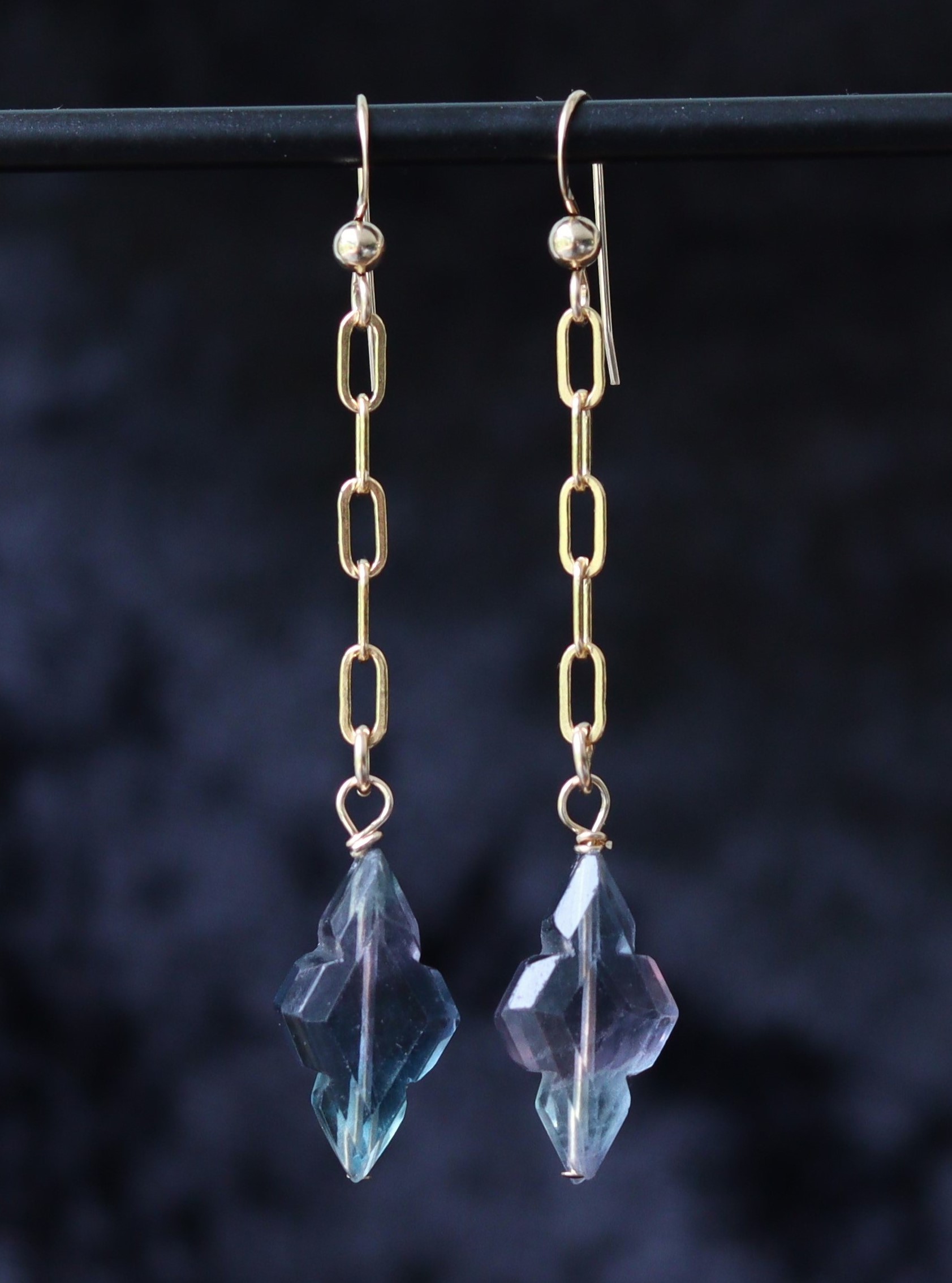 Fluoriet 14k gold filled gouden oorbellen