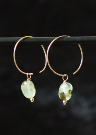 Prehniet14k gold filled gouden of 925 zilveren creool oorbellen,
