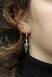 Mosagaat 14k gold filled gouden oorbellen