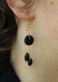 Onyx 14k gold filled gouden oorbellen