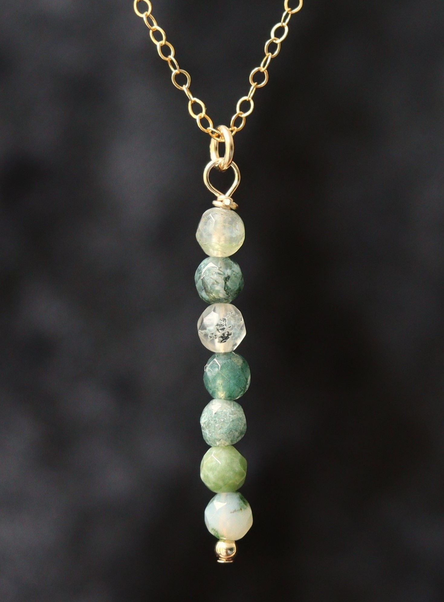 Echte mosagaat tube 14k gold filled gouden of 925 zilveren ketting