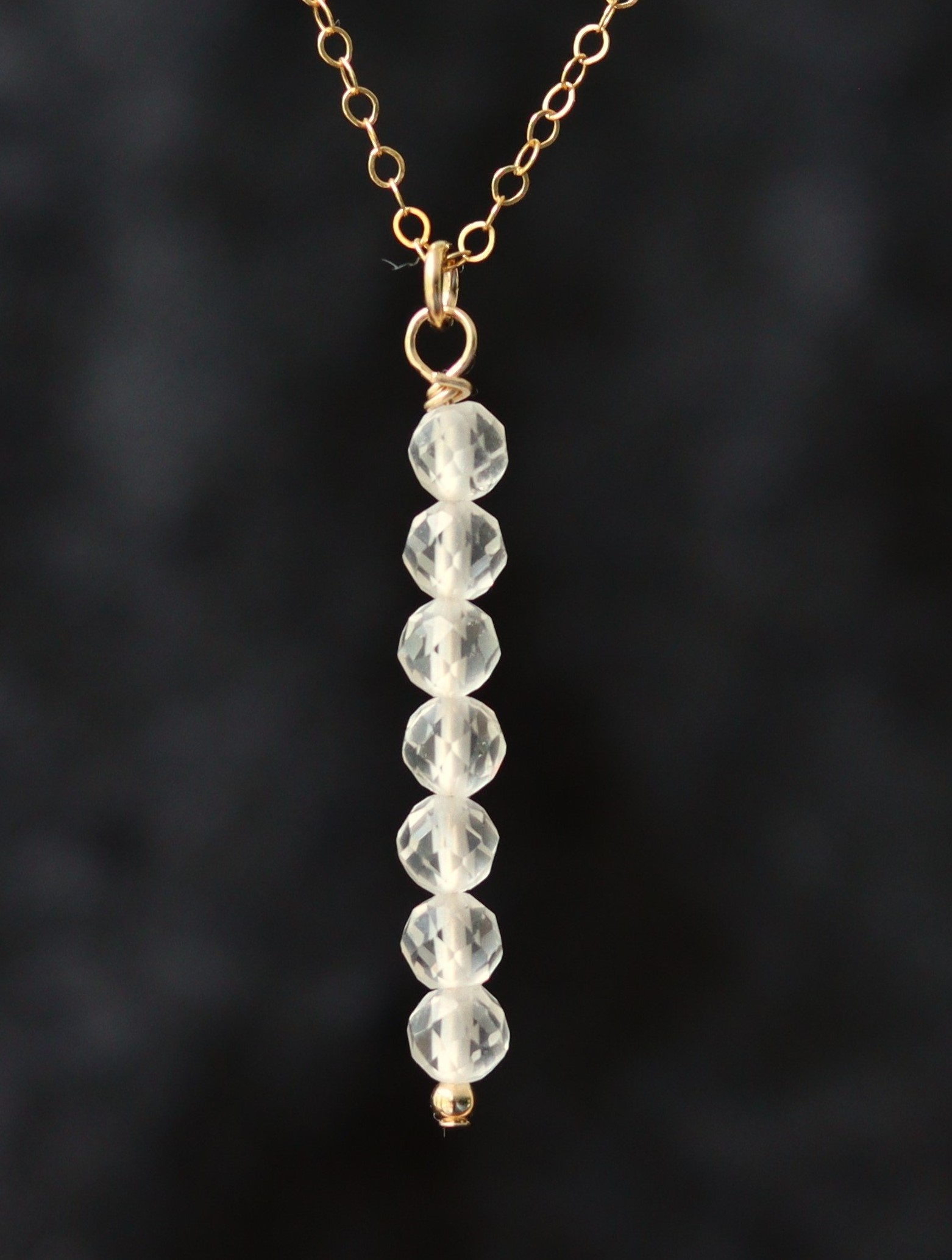 Bergkristal tube 14k gold filled gouden of 925 zilveren ketting