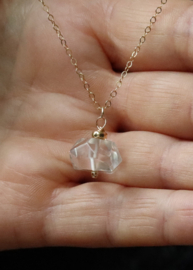 Herkimer diamant hanger aan 14k gold filled of 925 zilveren ketting