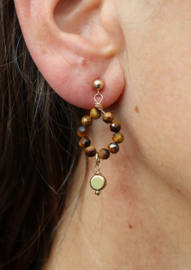 Tijgeroog 14k gold filled gouden oorbellen