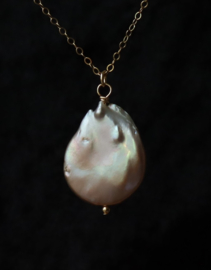 Grote zoetwaterparel 14k gold filled gouden hanger ketting