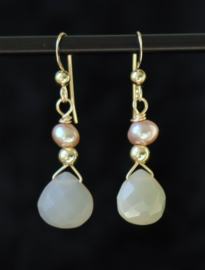 Grijze maansteen 14k gold filled oorbellen