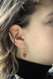 Tijgeroog 14k gold filled gouden of 925 zilveren creool oorbellen