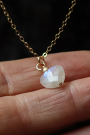 Regenboog maansteen hart 14k gold filled gouden ketting