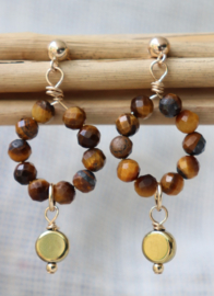 Tijgeroog 14k gold filled gouden oorbellen