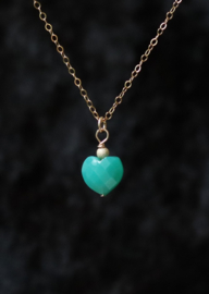 Chrysopraas hart 14k gold filled gouden ketting