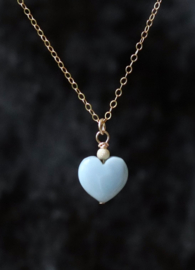 Opaal hart  met 14k gold filled gouden ketting