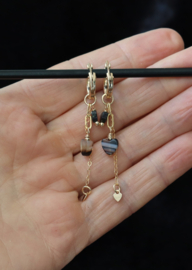 Agaat hart 14k gold filled gouden oorbellen