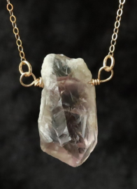 ruwe lavendel amethist 14k gold filled gouden ketting of 925 zilver