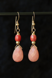 Roze opaal opaal 14k gold filled gouden oorbellen