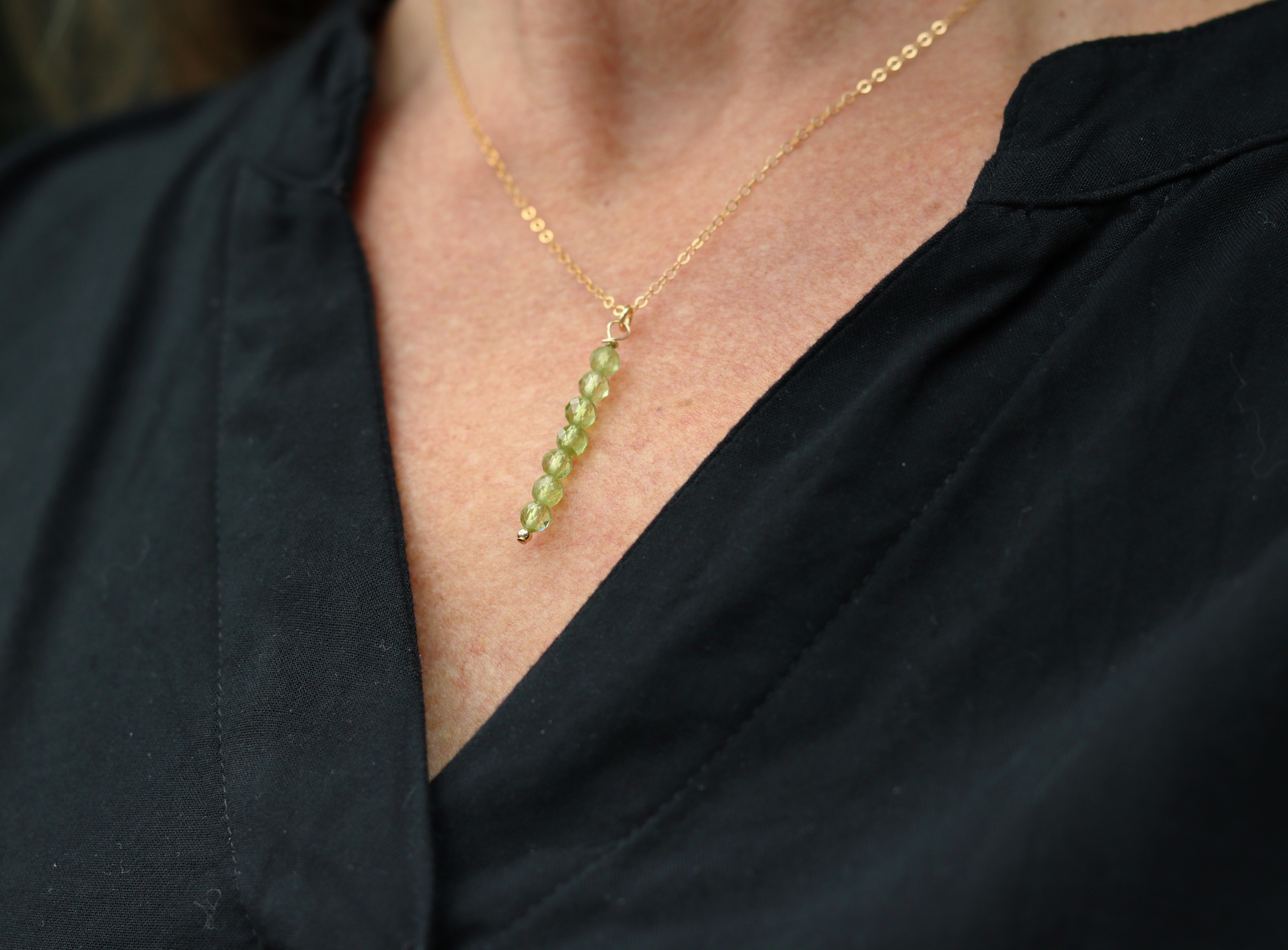 Peridoot tube 14 k gold filled gouden of zilveren ketting