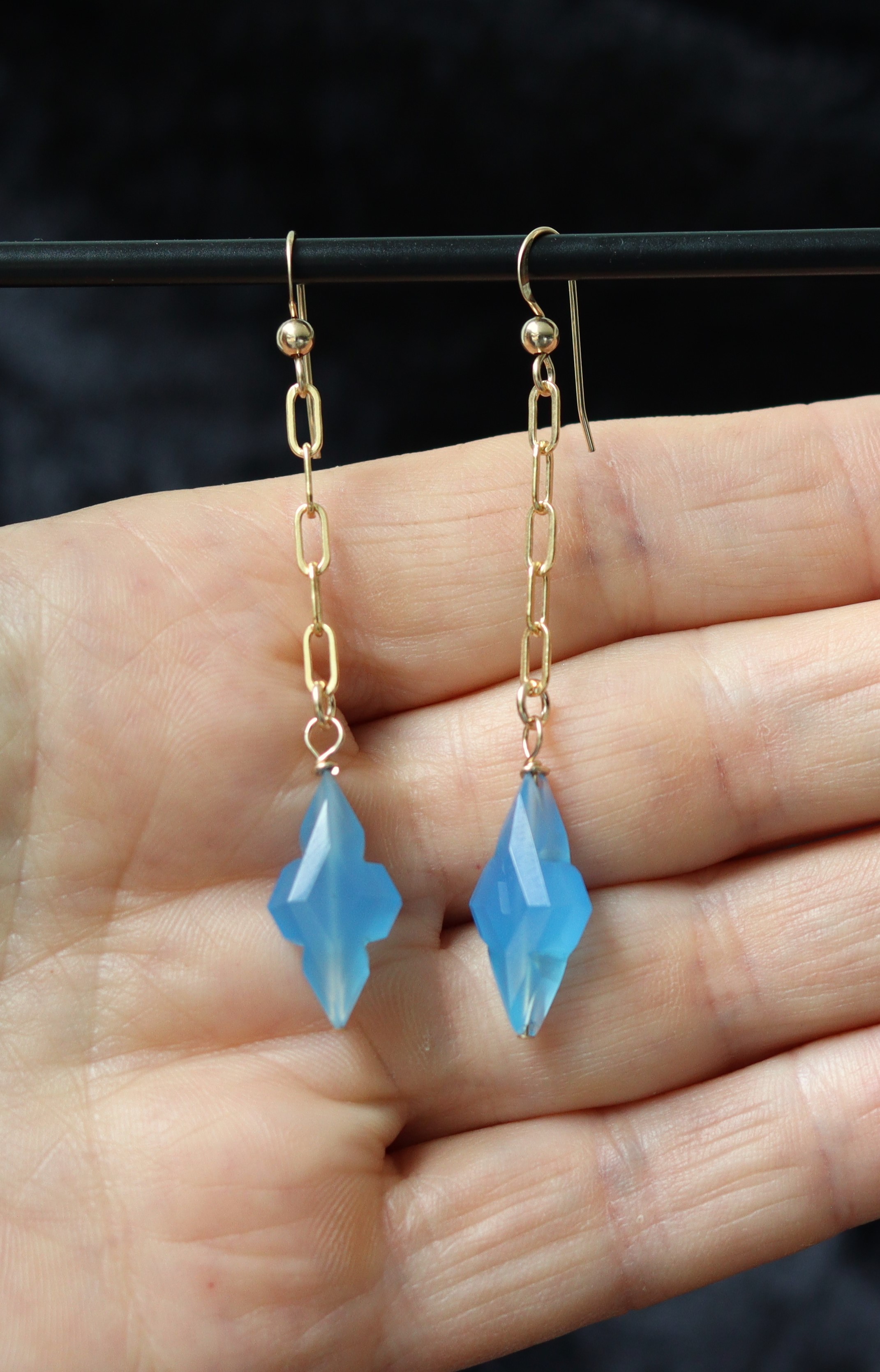 Chalcedoon 14k gold filled oorbellen