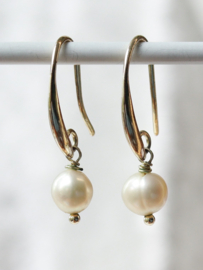 Zoetwaterparel oorbellen gold plated