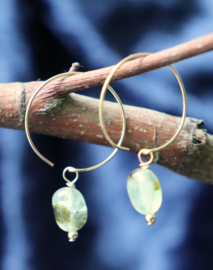 Prehniet14k gold filled gouden of 925 zilveren creool oorbellen,