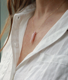 Roze opaal 14k gold filled of 925 zilveren ketting