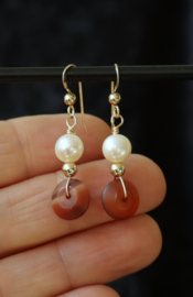 Sardonyx gouden 14k gold filled oorbellen