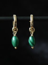 Malachiet 14k gold filled gouden creool oorbellen