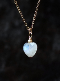 Regenboog maansteen hart 14k gold filled gouden ketting