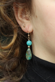 Chrysocolla 14 k gold filled goud of 925 zilveren oorbellen