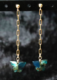 Mohave koper turkoois 14k gold filled gouden oorbellen