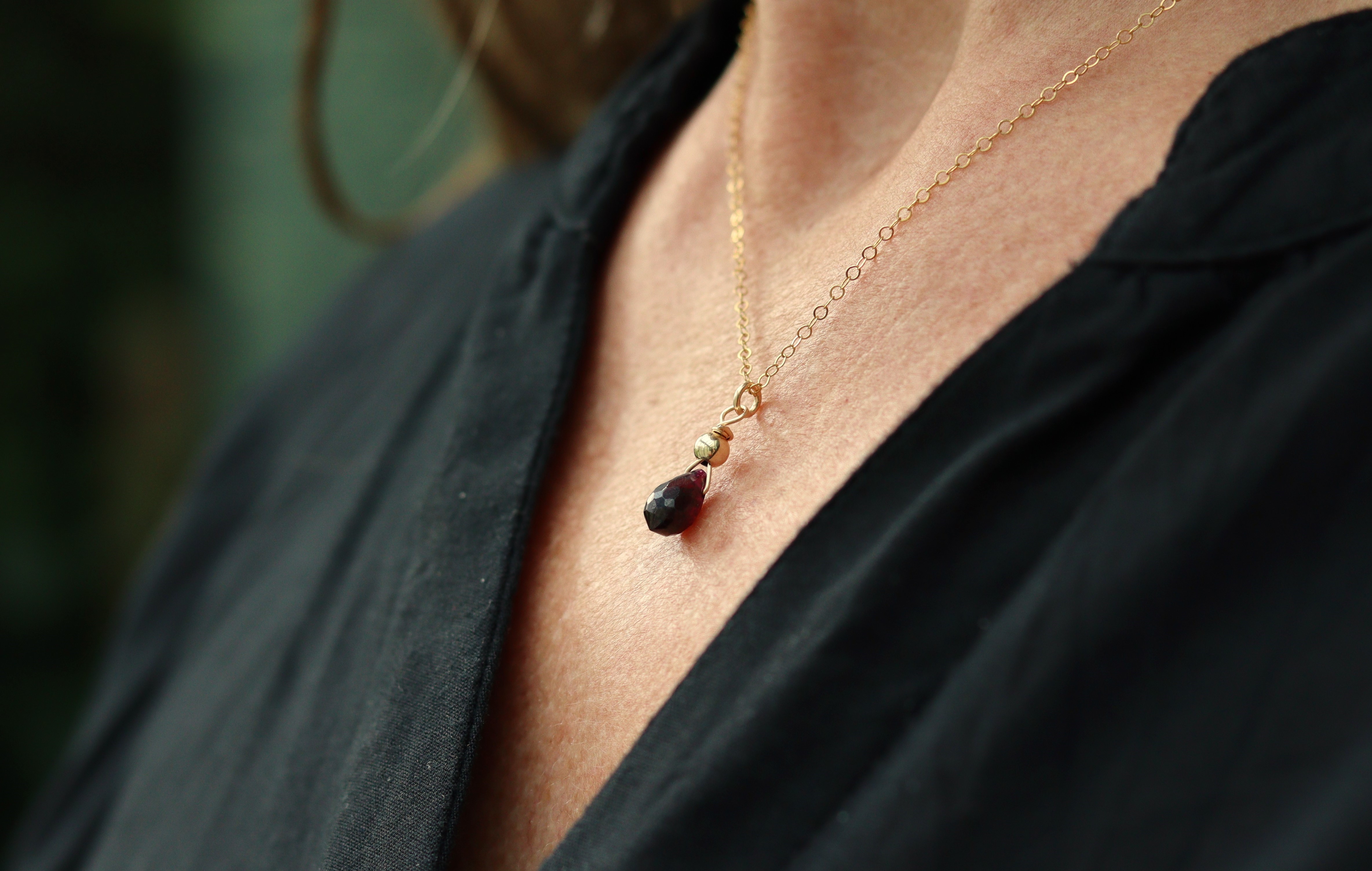 Granaat gold filled 14k goud of 925 zilveren ketting
