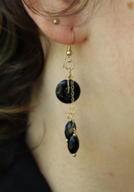 Onyx 14k gold filled gouden oorbellen