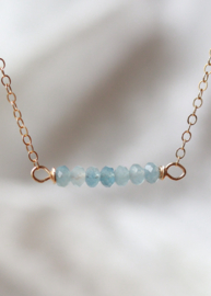 Aquamarijn ketting 14k gold filled of 925 zilver