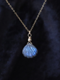Schelp labradoriet aan 14k gold filled gouden of 925 zilveren ketting
