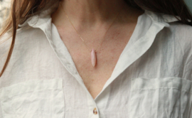 Roze opaal 14k gold filled of 925 zilveren ketting