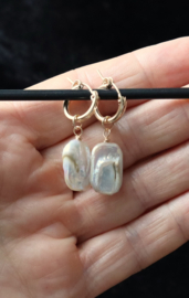 Zoetwaterparel 14k gold filled gouden of 925 zilveren oorbellen
