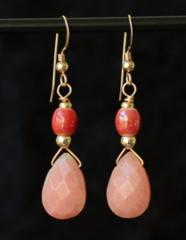 Roze opaal opaal 14k gold filled gouden oorbellen