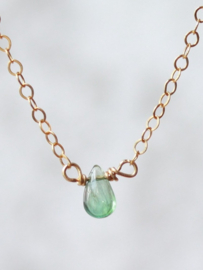 Smaragd 14k gold filled of 925 zilveren ketting