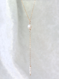 Zoetwaterparel 14k gold filled gouden of 925 zilver hanger ketting