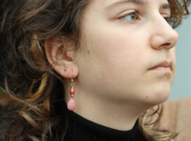 Roze opaal opaal 14k gold filled gouden oorbellen
