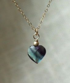 Fluoriet hart 14k gold filled gouden ketting