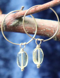 Citrien gouden 14k gold filled of 925 zilveren creool oorbellen,