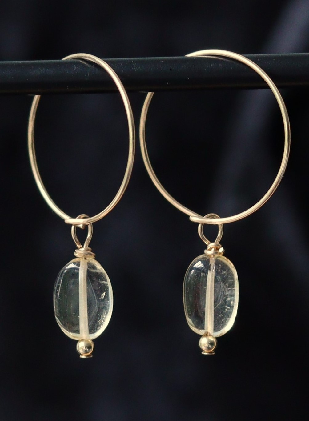 Citrien gouden 14k gold filled of 925 zilveren creool oorbellen,
